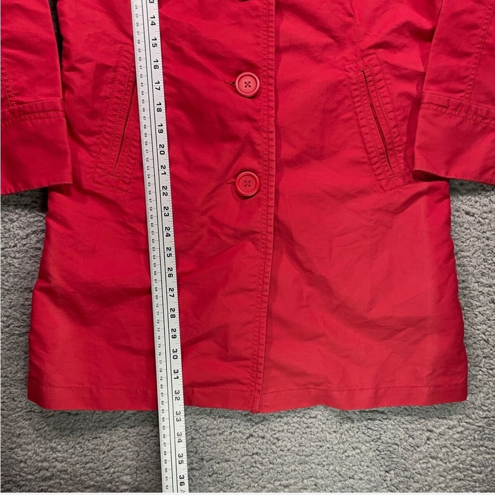 EDDIE BAUER Red Trench Coat Shell Jacket Button Front Vintage Style Womens Small - Picture 3 of 5